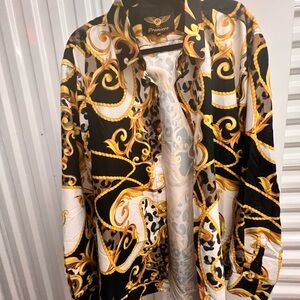 Premier Black and Gold Patterned Shirt 3XL